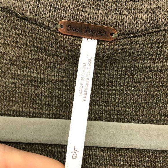 Free People Highway Vest in olive green Heathered knit studded neck LG - Picture 5 of 16